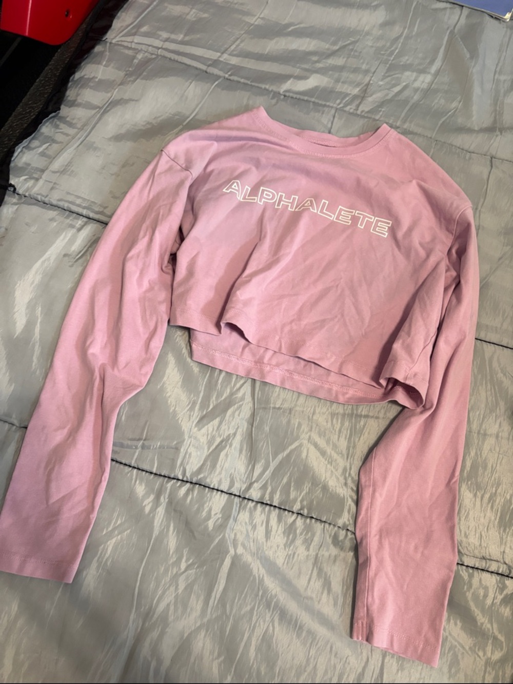 Alphalete Pink Crop Long Sleeve Top